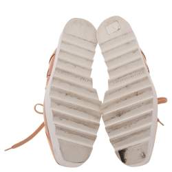 Stella McCartney Rose Gold Faux Leather Elyse Star  Sneakers Size 37