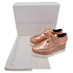 Stella McCartney Rose Gold Faux Leather Elyse Star  Sneakers Size 37