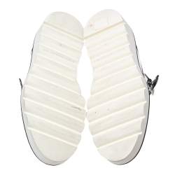 Pre Owned Stella McCartney Silver Faux Leather Odette Buckle Loafers Size 36