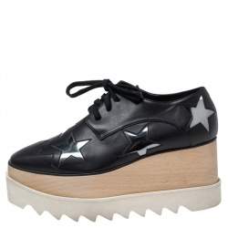 مملوكة مسبقًا حذاء رياضي ستيلا مكارتني ديربي إلسي ستار جلد أسود صناعي نعل سميك مقاس 36