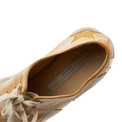 Pre Owned Stella McCartney Brown Faded Effect Faux Leather Elyse Star Platform Lace Up Derby Size 35.5