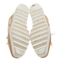 Pre Owned Stella McCartney Brown Faded Effect Faux Leather Elyse Star Platform Lace Up Derby Size 35.5