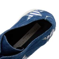 Pre Owned Stella McCartney Blue Denim Elyse Star Platform Lace Up Sneakers Size 35