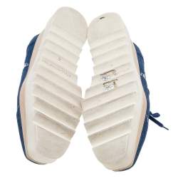 Pre Owned Stella McCartney Blue Denim Elyse Star Platform Lace Up Sneakers Size 35
