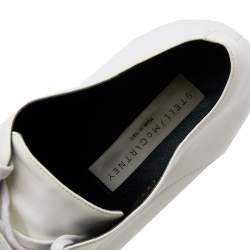 Pre Owned Stella McCartney White Faux Leather Elyse Platforms Lace Up Sneakers Size 38