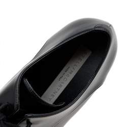 Pre Owned Stella McCartney Black/Beige Faux Leather Monogram Elyse Platform Derby Sneakers Size 38