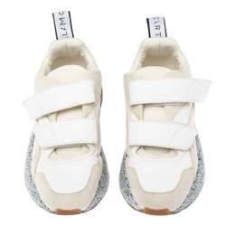 مملوكة مسبقًا Stella McCartney White Faux Suede And Faux Leather Eclypse Velcro Strap Sneakers Size 38