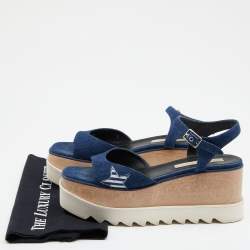 مملوكة مسبقًا Stella McCartney Blue Denim Elyse Platform Ankle Strap Sandals Size 39.5
