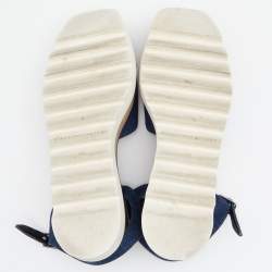مملوكة مسبقًا Stella McCartney Blue Denim Elyse Platform Ankle Strap Sandals Size 39.5
