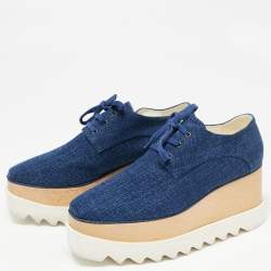Pre Owned Stella McCartney Blue Denim Elyse Platform Derby Sneakers Size 38