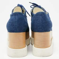 Pre Owned Stella McCartney Blue Denim Elyse Platform Derby Sneakers Size 38