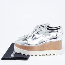Pre Owned Stella McCartney Silver Faux Leather  Elyse Star Sneakers Size 38