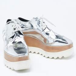 Pre Owned Stella McCartney Silver Faux Leather  Elyse Star Sneakers Size 38