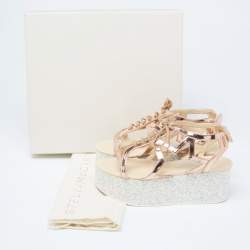 Stella McCartney Metallic Bronze Faux Patent Leather Hackney Platform Sandals Size 36