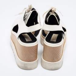 Pre Owned Stella McCartney White Faux Leather Coutout Elyse Sneakers Size 38.5