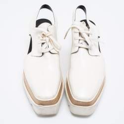 Pre Owned Stella McCartney White Faux Leather Coutout Elyse Sneakers Size 38.5