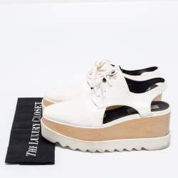 Pre Owned Stella McCartney White Faux Leather Coutout Elyse Sneakers Size 38.5