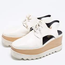 Pre Owned Stella McCartney White Faux Leather Coutout Elyse Sneakers Size 38.5