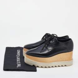 Pre Owned Stella McCartney Black Faux Leather Elyse Platform Derby Sneakers Size 36