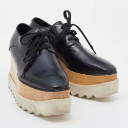 Pre Owned Stella McCartney Black Faux Leather Elyse Platform Derby Sneakers Size 36