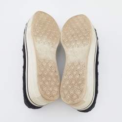 Stella McCartney Black Crochet And Canvas Platform Slip On Sneakers Size 38