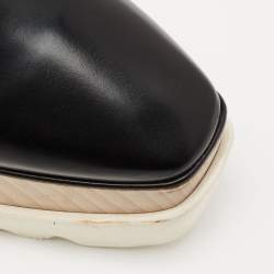 Pre Owned Stella McCartney Black Faux Leather  Elyse Platform Wedge Sneakers Size 39