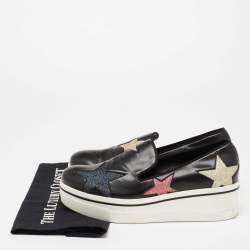 Pre Owned Stella McCartney Black Faux Leather Binx Star Slip On Platform Sneakers Size 40
