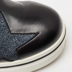 Pre Owned Stella McCartney Black Faux Leather Binx Star Slip On Platform Sneakers Size 40