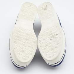 Pre Owned Stella McCartney Blue Velvet And Faux Leather Binx Chain Platform Loafers Size 38