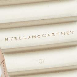 Pre Owned حذاء ديربي ستيلا مكارتني إيليز ستار جلد صناعي مثقب ذهبي ميتاليك بنعل سميك مقاس 37