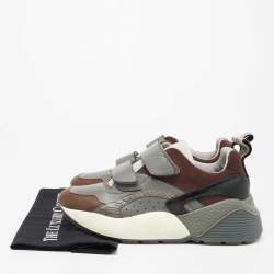 مملوكة مسبقًا Stella McCartney Multicolor Faux Suede/Croc Embossed Leather Eclypse Velcro Strap Sneakers Size 40