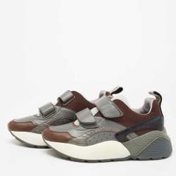 مملوكة مسبقًا Stella McCartney Multicolor Faux Suede/Croc Embossed Leather Eclypse Velcro Strap Sneakers Size 40