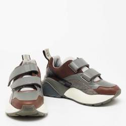 مملوكة مسبقًا Stella McCartney Multicolor Faux Suede/Croc Embossed Leather Eclypse Velcro Strap Sneakers Size 40