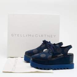 Pre Owned Stella McCartney Blue Canvas Elyse Cut-Out Platform Derby Sneakers Size 37