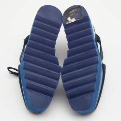 Pre Owned Stella McCartney Blue Canvas Elyse Cut-Out Platform Derby Sneakers Size 37