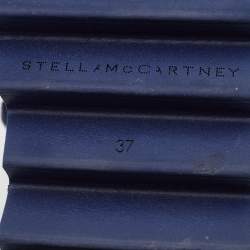 Pre Owned Stella McCartney Blue Canvas Elyse Cut-Out Platform Derby Sneakers Size 37