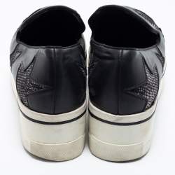 مملوكة مسبقًا Stella McCartney Black Faux Leather and Faux Snake Print Binx Star Platform Slip On Sneakers Size 38