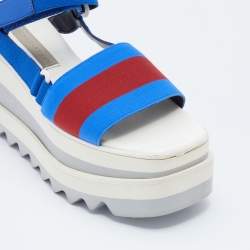 Stella McCartney Blue/Red Fabric Striped Platform Sandals Size 37