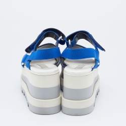 Stella McCartney Blue/Red Fabric Striped Platform Sandals Size 37