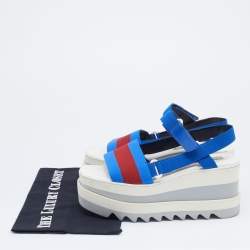 Stella McCartney Blue/Red Fabric Striped Platform Sandals Size 37