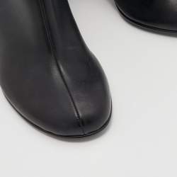 Stella McCartney Black Faux Leather Tortoise Block Heel "Percy" Ankle Boots Size 37