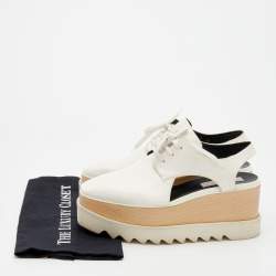 Pre Owned حذاء ديربي ستيلا مكارتني إيلسي جلد صناعي أبيض قصات مفرغة نعل سميك برباط مقاس 40