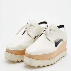 Pre Owned حذاء ديربي ستيلا مكارتني إيلسي جلد صناعي أبيض قصات مفرغة نعل سميك برباط مقاس 40