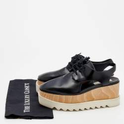 Pre Owned Stella McCartney Black Faux Leather Elyse Cut Out Platform Derby Sneakers Size 40