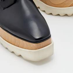 Pre Owned Stella McCartney Black Faux Leather Elyse Cut Out Platform Derby Sneakers Size 40