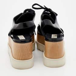 Pre Owned Stella McCartney Black Faux Leather Elyse Cut Out Platform Derby Sneakers Size 40