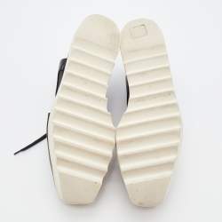 Pre Owned Stella McCartney Black Faux Leather Elyse Cut Out Platform Derby Sneakers Size 40