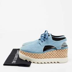 Pre Owned Stella McCartney Blue Cut Out Denim Elyse Platform Derby Sneakers Size 39