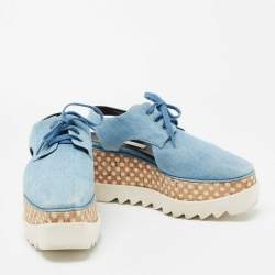 Pre Owned Stella McCartney Blue Cut Out Denim Elyse Platform Derby Sneakers Size 39