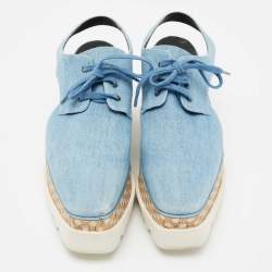 Pre Owned Stella McCartney Blue Cut Out Denim Elyse Platform Derby Sneakers Size 39